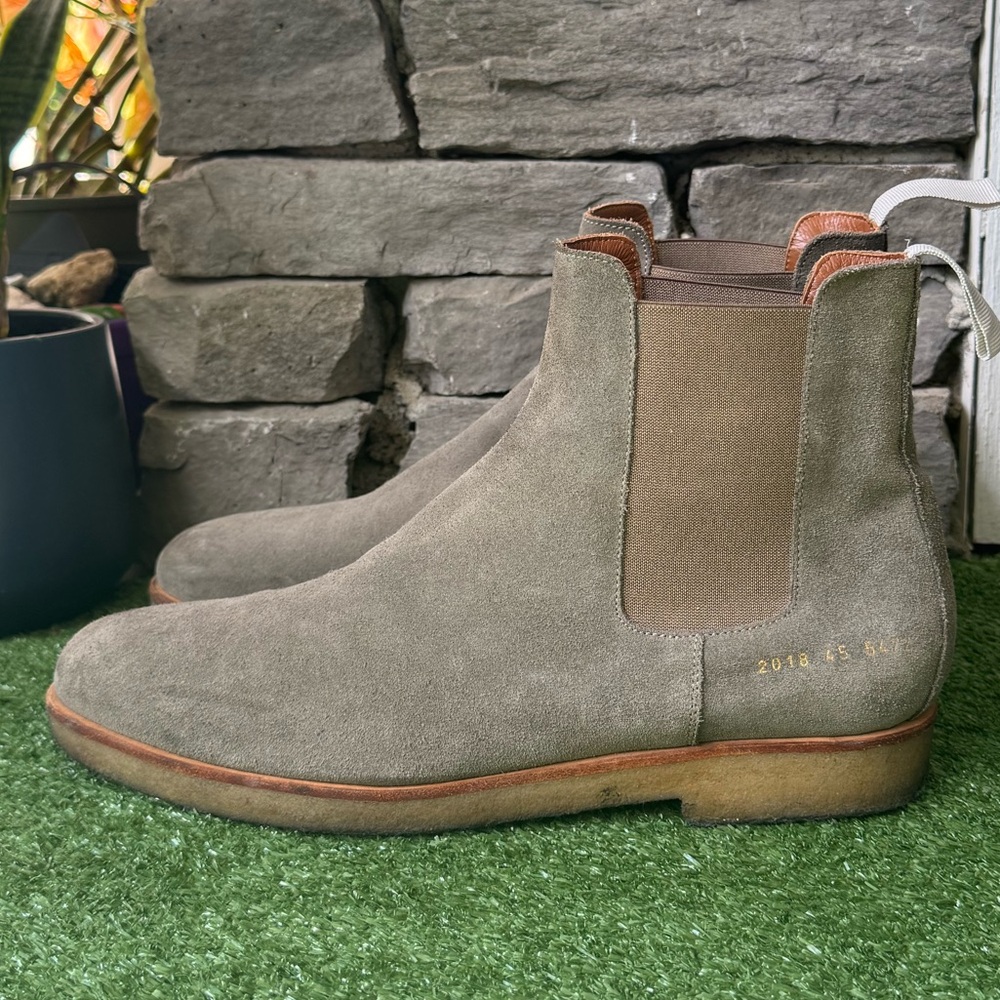 Common Projects Suede Chelsea Boots - Gray and Brown